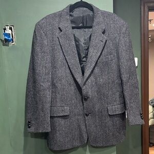 Brook Taverner Charcoal Men's Vintage Herringbone Blazer 42 Short